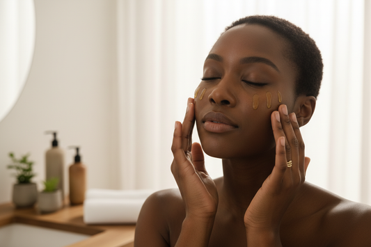 woman putting oil on face