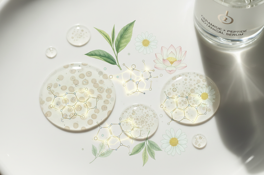 clear liquid on white surface meant to represent ceramides and peptides